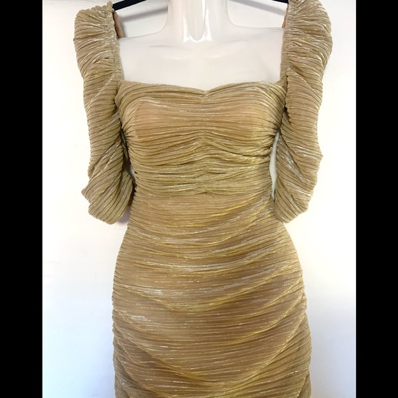 Sorrel gold ruched chiffon maxi dress - Picture 4 of 6